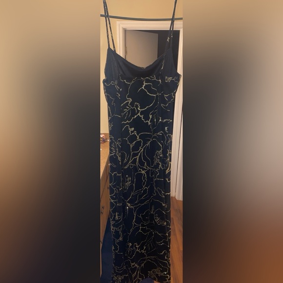 Spaghetti strap dress black and gold glitter - Picture 3 of 4